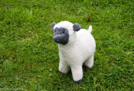 Felt flock hand knitted and felted sheep toy complete